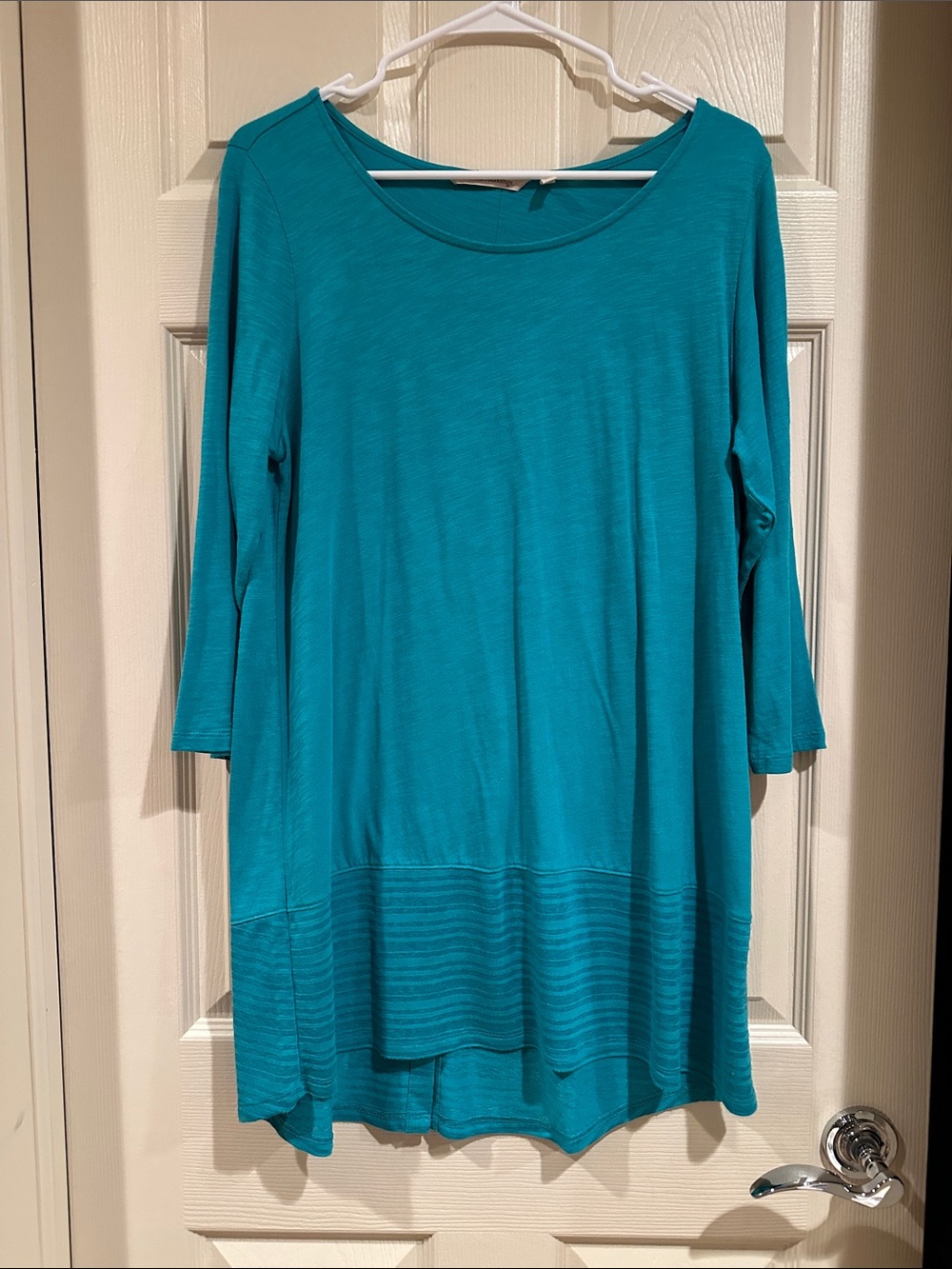 Soft Surroundings Teal 3/4 Sleeve Scoop Neck Tunic